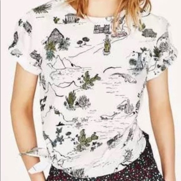 Zara Basic Desert Print Side Tie Top Sz XS - Picture 1 of 8